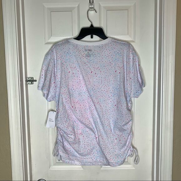 On Fire Lips Splatter Paint Ruched Side Tee Size 3X - Picture 8 of 10